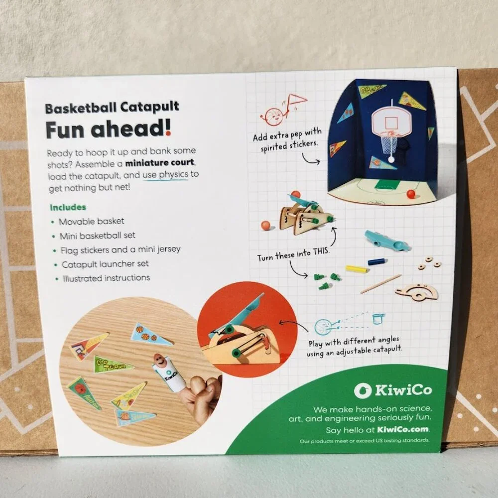 NEW KiwiCo. Kiwi Co. Basketball Catapult Arcade Toy Game Machine Physics Science